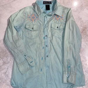 Girls washedout sage shirt